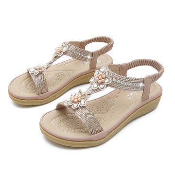 Flat FLower Rhinestone Sandals