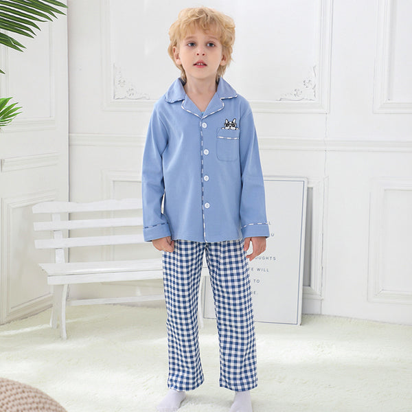 Cotton Cardigan Long Sleeve Children'S Pajama Set