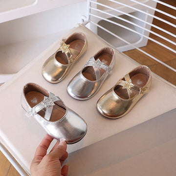2026 Spring & Autumn New Kids Leather Shoes, Star Dance Shoes, Baby Girl Princess Shoes, Girls Casual Dress Shoes