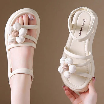 2025 Summer New Kids' Sandals, Comfortable Fashionable Casual Flower Design, Unisex Beach Shoes For Students And Children