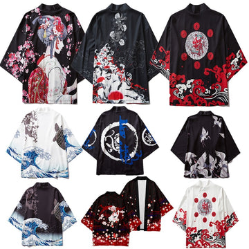Japanese Style Ukiyo-e Sea Carp Creative Robe For Men
